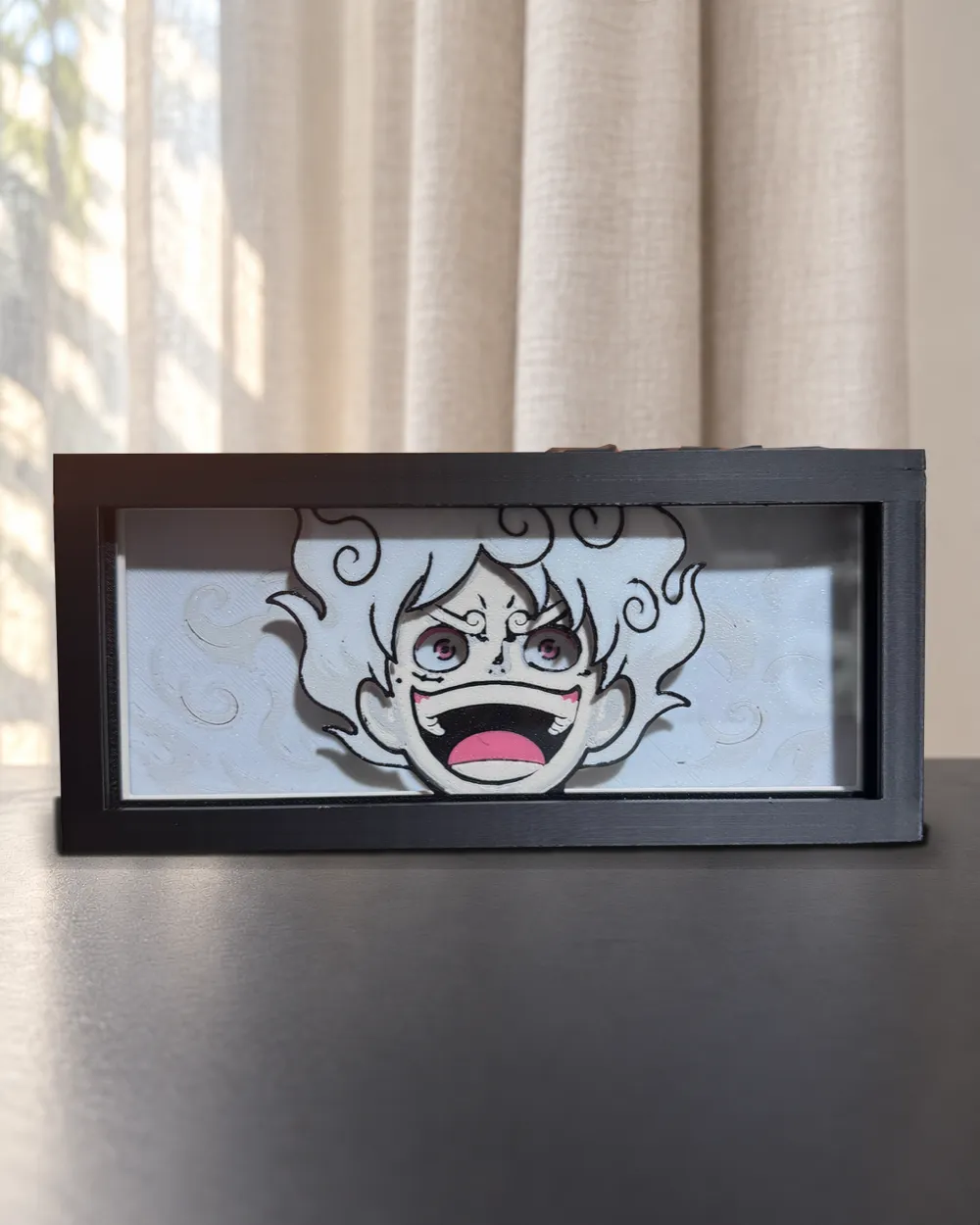 Gear 5 Luffy anime light box switched off in daylight